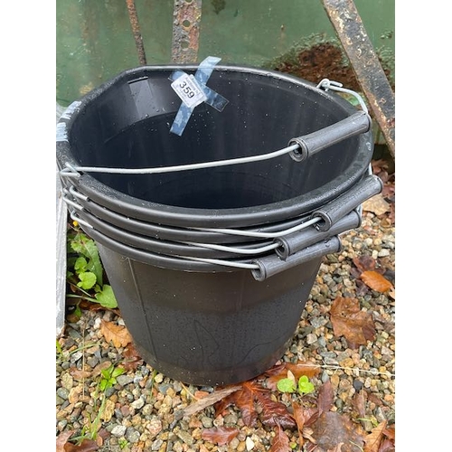 359 - 4 x Black Plastic Buckets