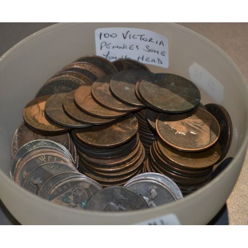 406 - 100 Victorian Pennies - Some Young Head