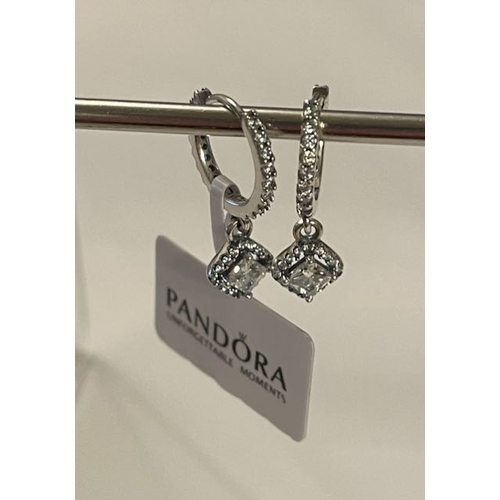 4164 - Pandora Square Sparkle Hoop Earrings