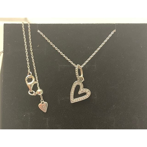 4178 - Pandora Freehand Sparkling Heart Pendant Necklace