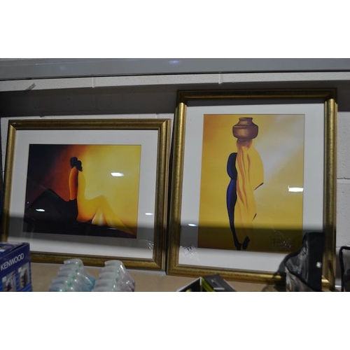 11 - Pair Of Gold Coloured Framed Contemporary Prints