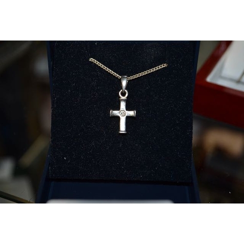 16 - Silver Necklace with Silver Cross Pendant