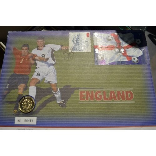 22 - 2002 BU Three Lions £1 Coin for England First Day Cover
