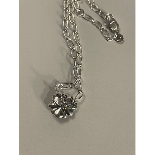 4301 - Pandora Blue Pansy Flower Pendant Necklace