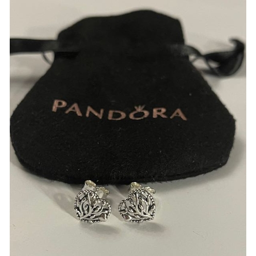 4304 - Pandora Family Tree Heart Stud Earrings