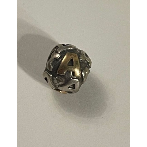 4471 - Pandora Silver & 14k 'A' Charm