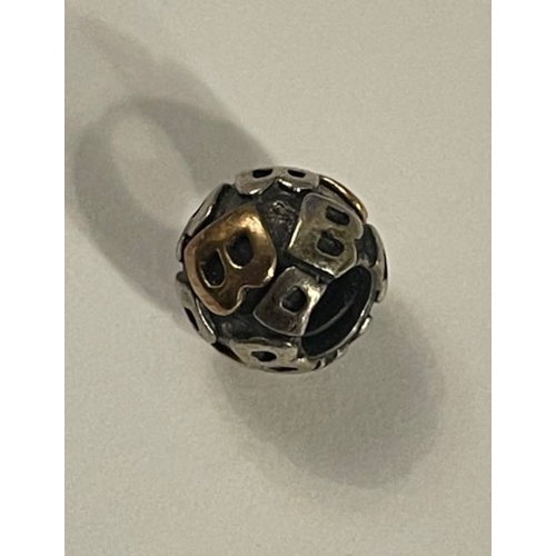 4472 - Pandora Silver & 14k 'B' Charm