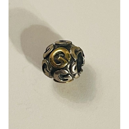 4473 - Pandora Silver & 14k 'G' Charm