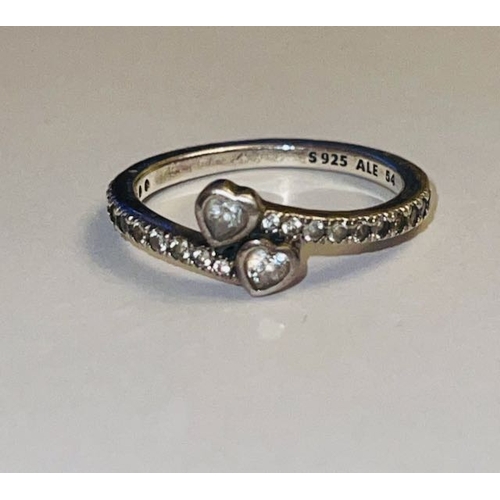 4329 - Pandora Two Sparkling Hearts Ring