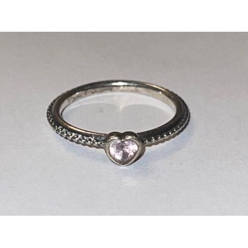 4349 - Pandora Pink Heart Beaded Band Ring