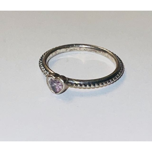 4349 - Pandora Pink Heart Beaded Band Ring