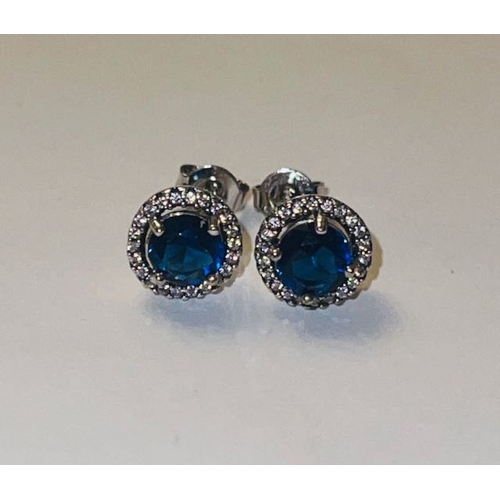 4362 - Pandora Blue Round Sparkle Stud Earrings