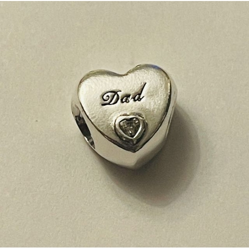 4365 - Pandora Dad Clear Stone Heart Charm