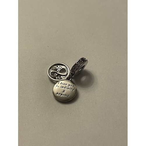 4379 - Pandora Glittering Infinity Hearts & Stars Dangle Charm - I Love You to Infinity & Beyond