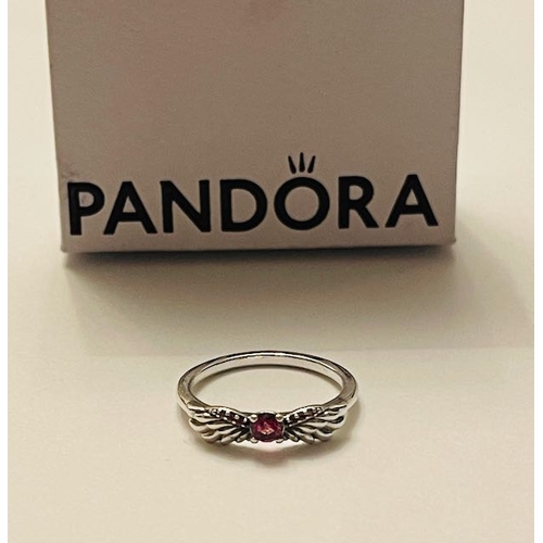 4385 - Pandora Pink Sparkling Angel Wings Ring