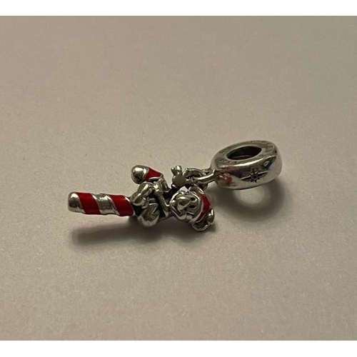 4388 - Pandora Santa Mickeys Candy Cane Dangle Charm