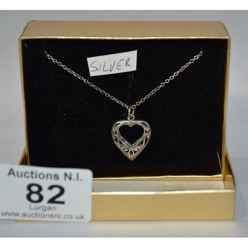 82 - Silver Heart Pendant Necklace