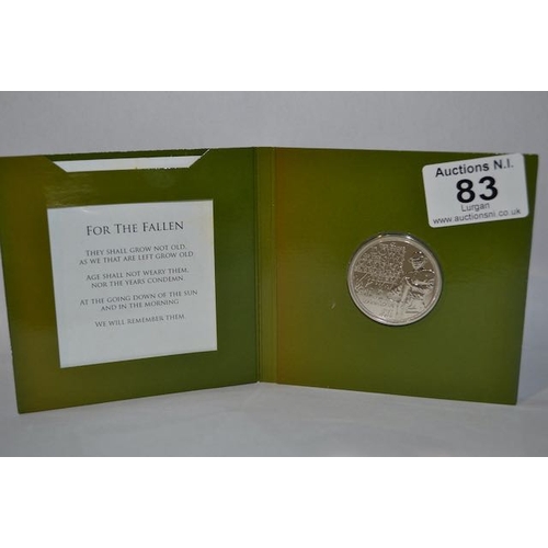 83 - The Centenary of the First World War £5 in Presentation Folder