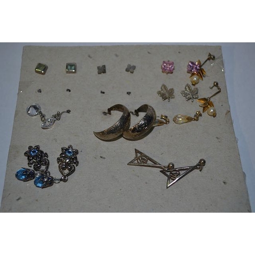 103 - Sheet of 17 Pairs of Earrings Incl Silver