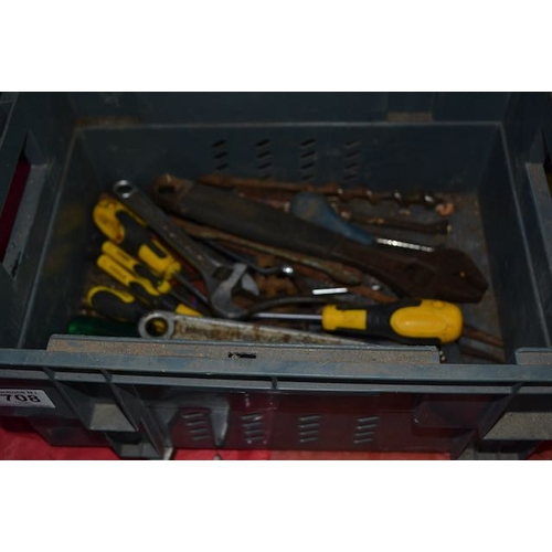 708 - Crate Of Tools Incl Screwdrivers