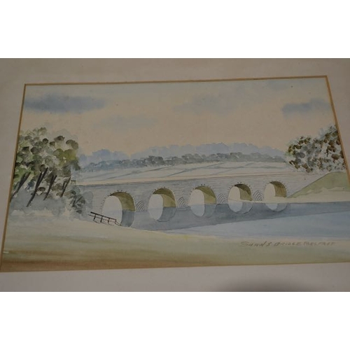 911 - Trio Of Local Scene Mounted Water Colours BY Thompson Incl Shaws Bridge