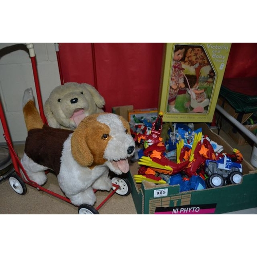 965 - Box Of Toys Incl 2 x Push Along Dogs