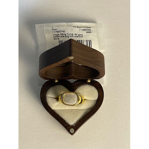 711 - Image Gang Curve 18k Gold Plated Zoe Ring with Abalone Stone in Heart Box