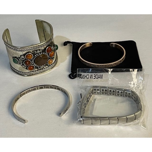 747 - Al - Huda Jewellery Bangle + Large Cuff Bangle + 2 Others