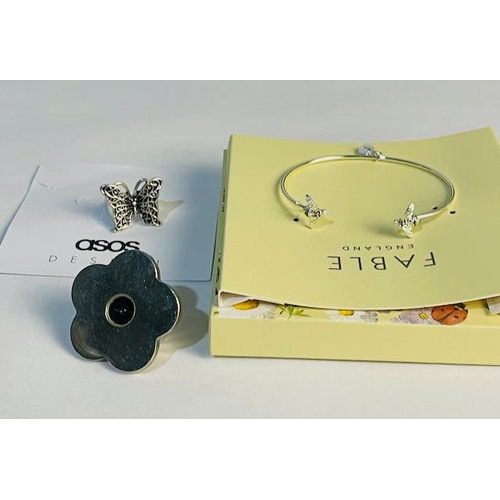 798 - Fable Bee Bangle, Storm Expanding Bracelet Ring Watch + Butterfly Ring