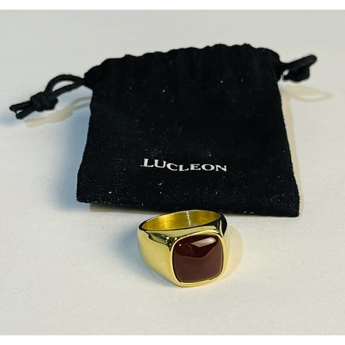 801 - Lucleon Gold Tone Red Onyx Ring