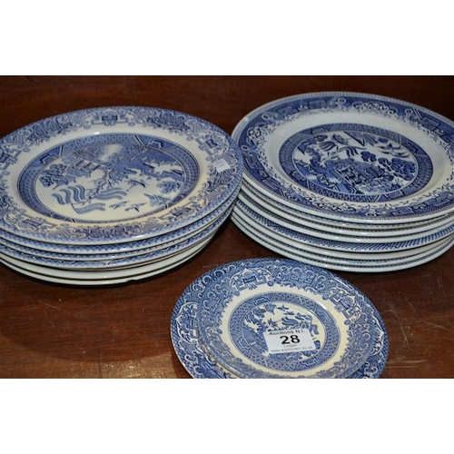 28 - Collection Of Old Willow & Ironstone Blue & White Plates