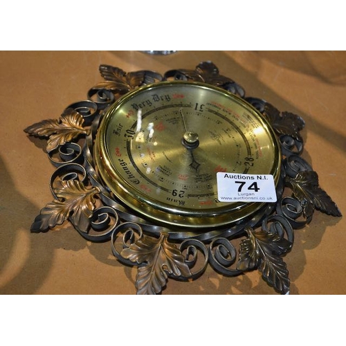 74 - Ornate Metal Barometer