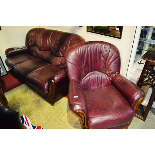 397 - Oxblood Leather Suite 3+1