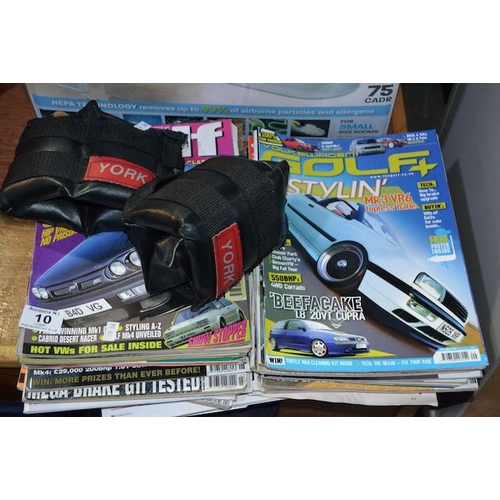 10 - Collection Of Car Magazines ( Golf ) + Pair Of York Weights