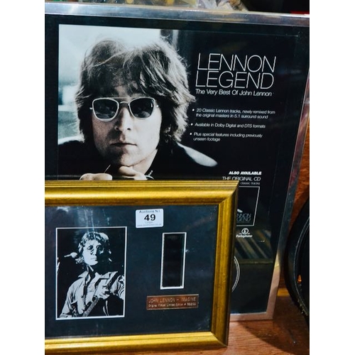 49 - John Lennon Filmcell + Framed John Lennon CD Presentation