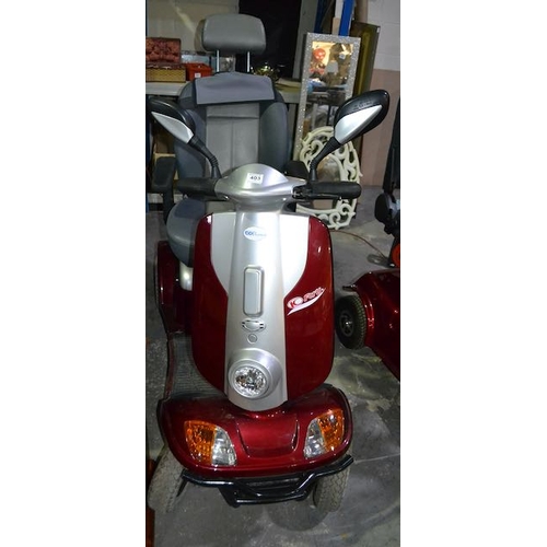 403 - Odel K Foru Mobility Scooter With Internal Front Basket & Seat Bag - Charger/Key Both Present