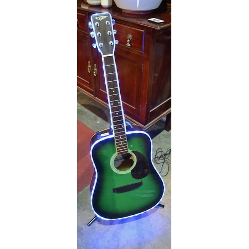 589 - Light Up Colour Change LED Acoustic Guitar with Remote on Stand