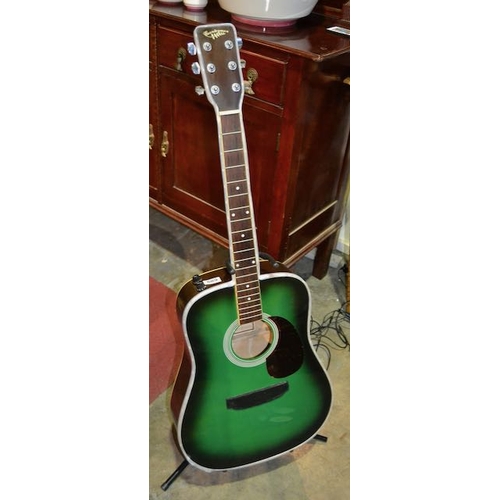 589 - Light Up Colour Change LED Acoustic Guitar with Remote on Stand