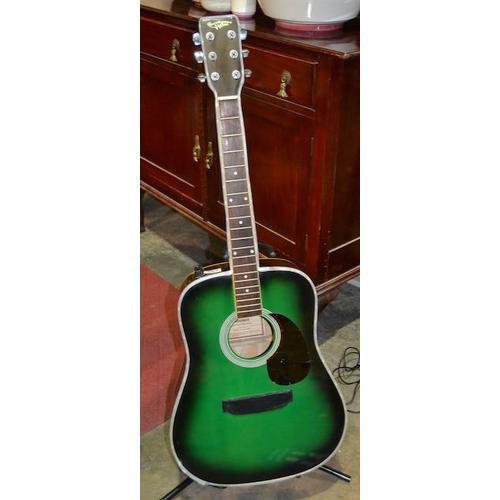 589 - Light Up Colour Change LED Acoustic Guitar with Remote on Stand