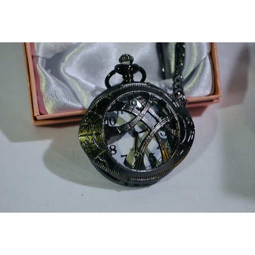 591 - Ornate Pocket Watch on Chain in Presentation Box