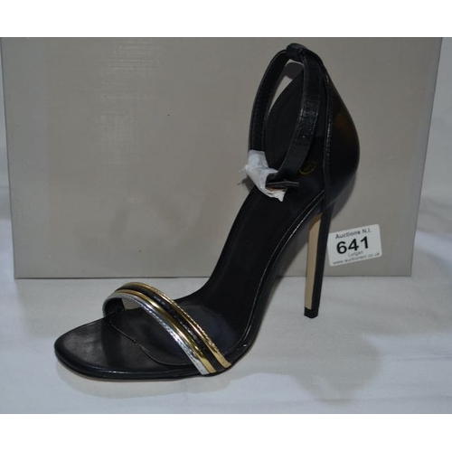 641 - Black Silver & Gold Sandals - Size 3