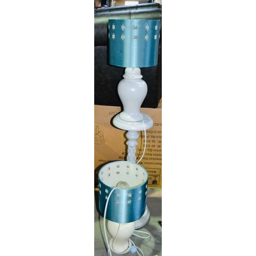 182 - Grey Lamp/Plant Table & Pair Of Table Lamps