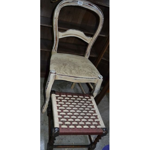 209 - Shabby Chic Chair + Vintage Stool