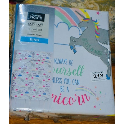 218 - Kingsize Duvet Set - Unicorns