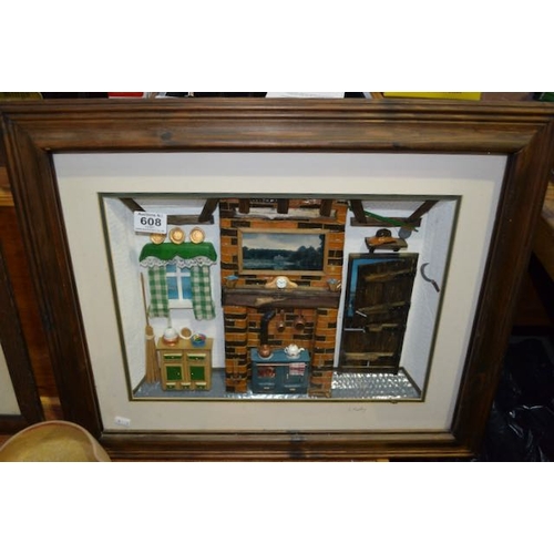 608 - Box Framed 3D Country Cottage Scene