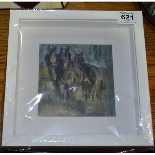 621 - Box Framed Con Campbell Print - Horses