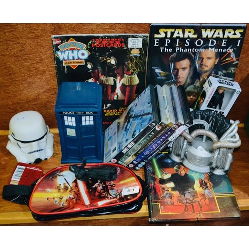 53 - Collection of Star wars & Dr Who Collectables Incl Books, Figurines Etc