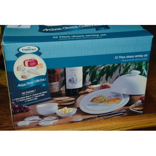 7 - Boxed Artisan Cheese Serving Set + Large Wooden Serving/Dip Bowl