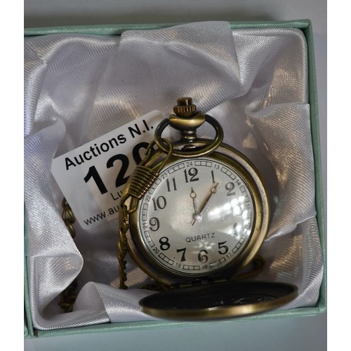 120 - Ornate Pocket Watch on Chain - Boxed