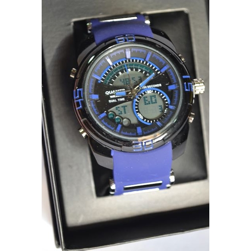 159 - Quamer Dual Time Watch with Light - Boxed